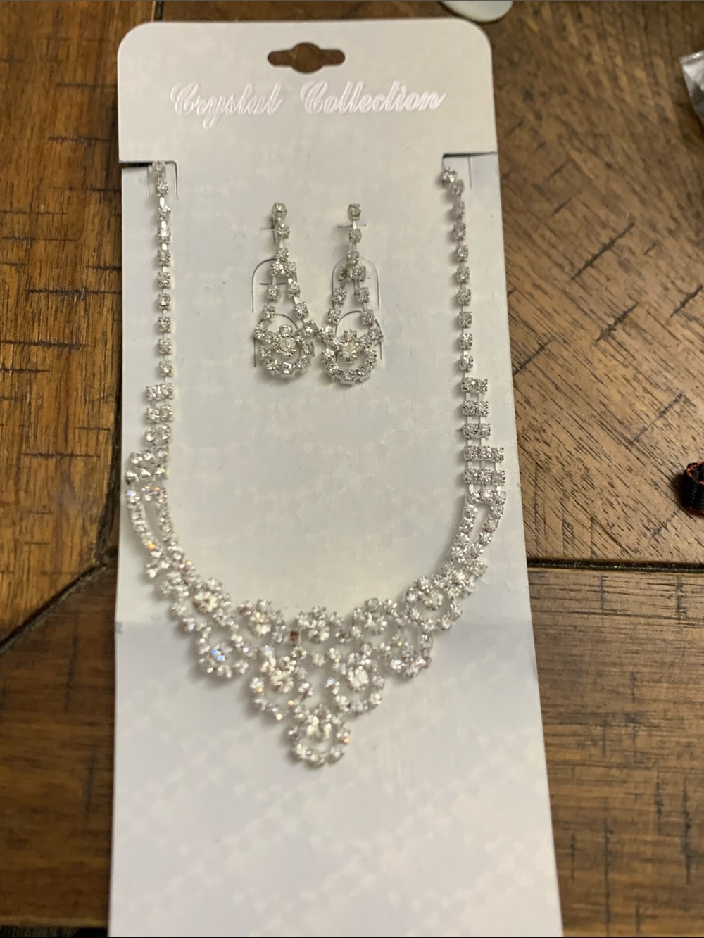 Crystal Floral Bridal Necklace and Earring Set - Silver Tone